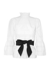 Anna Mason - Women's Mademoiselle Cotton Blouse - White/black - Moda Operandi