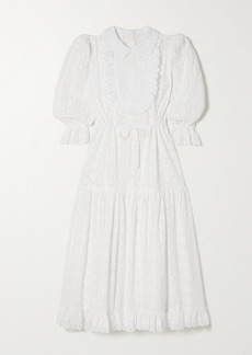 Anna Mason Claudia Tiered Ruffled Broderie Anglaise Cotton Midi Dress