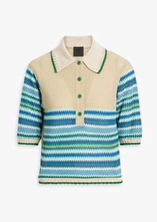 Anna Sui - Crochet-knit cotton-blend polo shirt - Blue - M
