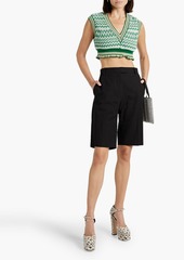 Anna Sui - Cropped jacquard-knit cotton-blend vest - Green - M