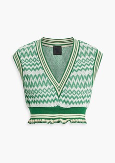 Anna Sui - Cropped jacquard-knit cotton-blend vest - Green - S