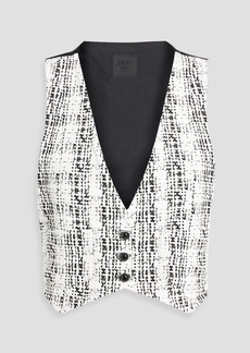 Anna Sui - Cropped satin-paneled tweed vest - Black - US 8