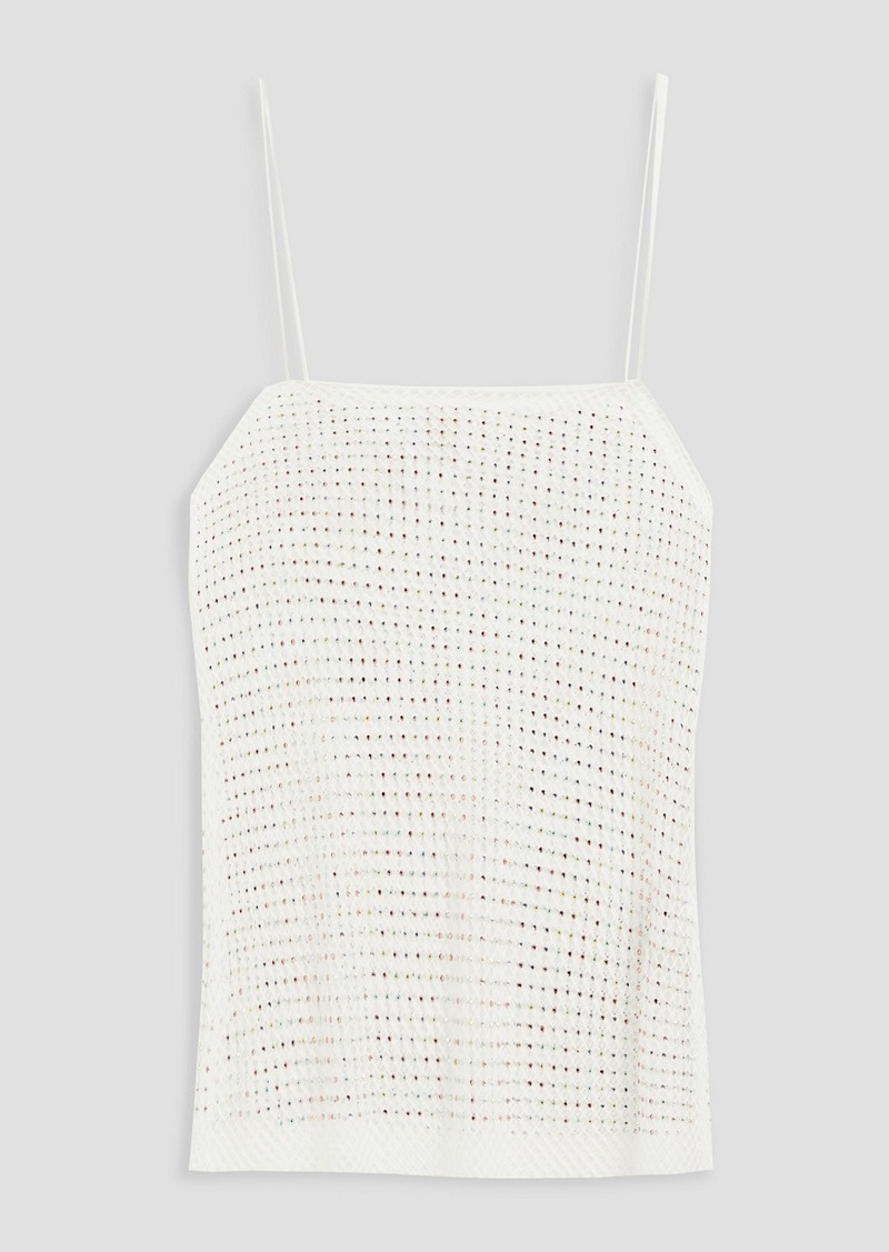Anna Sui - Crystal-embellished fishnet top - White - S