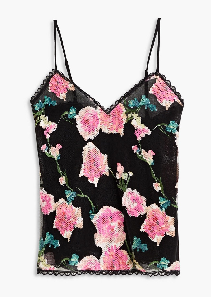 Anna Sui - Sequin-embellished tulle camisole - Black - US 2