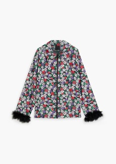 Anna Sui - Feather-trimmed floral-print shell jacket - Purple - S