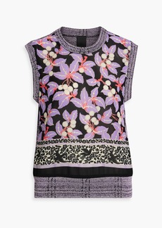 Anna Sui - Floral-print crepe and jacquard-knit vest - Purple - M