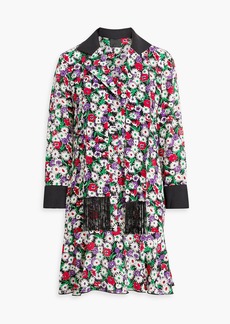 Anna Sui - Floral-print silk crepe de chine mini shirt dress - Black - US 6