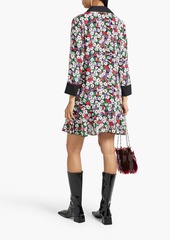 Anna Sui - Floral-print silk crepe de chine mini shirt dress - Black - US 6
