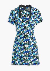 Anna Sui - Floral-print silk-crepe mini dress - Blue - US 8