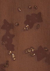 Anna Sui - Glittered flocked georgette midi dress - Brown - US 8