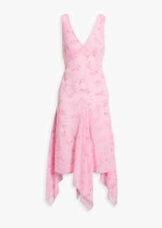 Anna Sui - Glittered flocked georgette midi dress - Pink - US 2