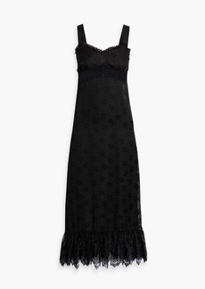 Anna Sui - Lace-trimmed fil coupé chiffon midi dress - Black - US 6