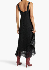 Anna Sui - Lace-trimmed fil coupé chiffon midi dress - Black - US 8