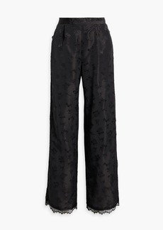 Anna Sui - Lace-trimmed satin-jacquard wide-leg pants - Black - US 8