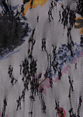 Anna Sui - Layered floral-print crepe de chine and lace midi dress - Black - US 8