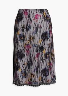 Anna Sui - Layered floral-print crepe de chine and lace skirt - Purple - US 6