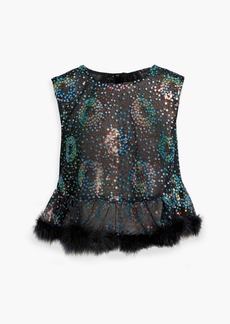 Anna Sui - Open-back embellished tulle peplum top - Black - S