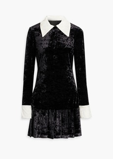Anna Sui - Pleated crushed-velvet mini dress - Black - US 6