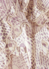 Anna Sui - Ruffle-trimmed printed fil coupé mini dress - Purple - US 0