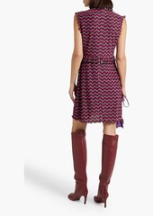 Anna Sui - Ruffle-trimmed printed mesh mini dress - Purple - US 6