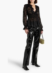 Anna Sui - Ruffled fil coupé chiffon blouse - Black - S