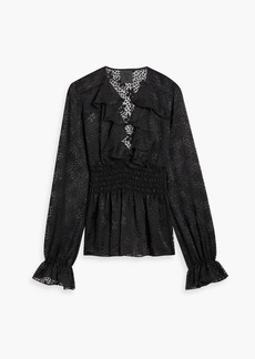 Anna Sui - Ruffled fil coupé chiffon blouse - Black - S