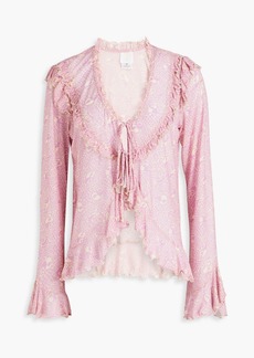 Anna Sui - Ruffled printed tulle top - Pink - M