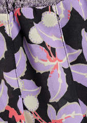 Anna Sui - Wrap-effect floral-print crepe and jacquard-knit mini skirt - Purple - S