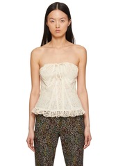 Anna Sui Beige Aesthetic Eyelet Corset Top