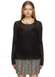 Anna Sui Black Checkered Mesh Long Sleeve Shirt