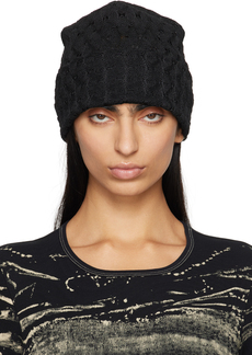 Anna Sui Black Crochet Knit Beanie