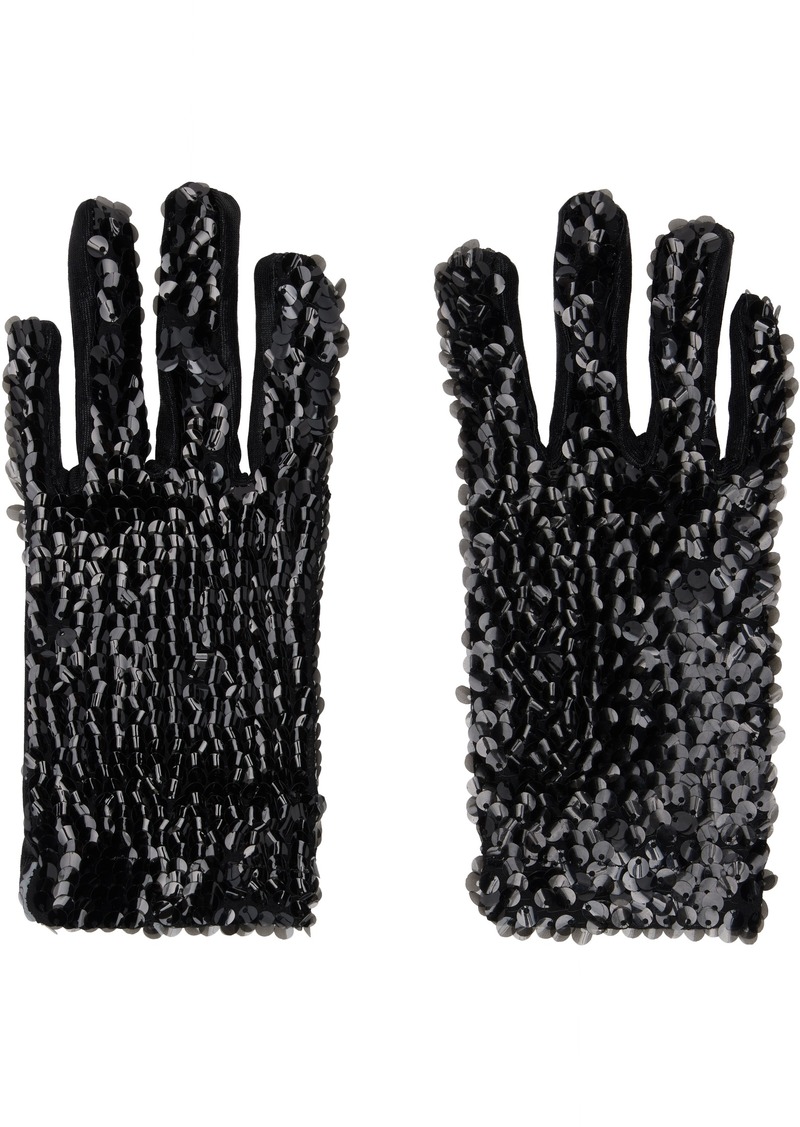 Anna Sui Black Short Sequin Gloves