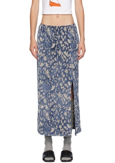 Anna Sui Blue Bluebell Slit Maxi Skirt