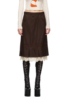 Anna Sui Brown Pinstripe Midi Skirt