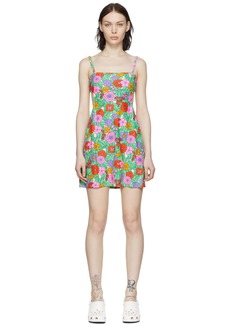 Anna Sui Green Beckoning Blossoms Mini Dress