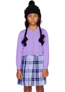 ANNA SUI MINI Kids Purple Scalloped Cardigan