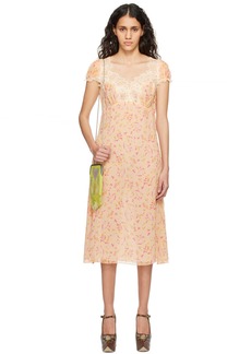 Anna Sui Orange Floral Midi Dress