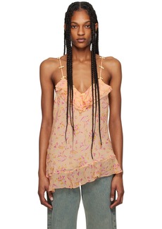 Anna Sui Orange Floral Tank Top