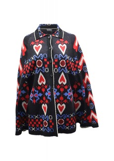 Anna Sui Patterned Cape in Black Wool