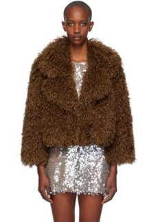 Anna Sui Tan Curly Faux-Fur Jacket