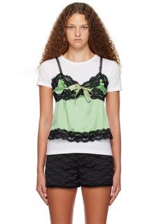 Anna Sui White & Green Layered T-Shirt