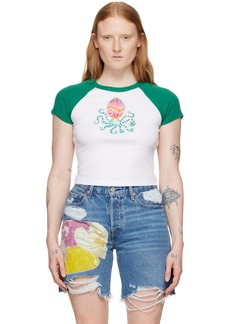 Anna Sui White & Green Octopus T-Shirt