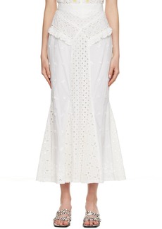 Anna Sui White Cotton Midi Skirt
