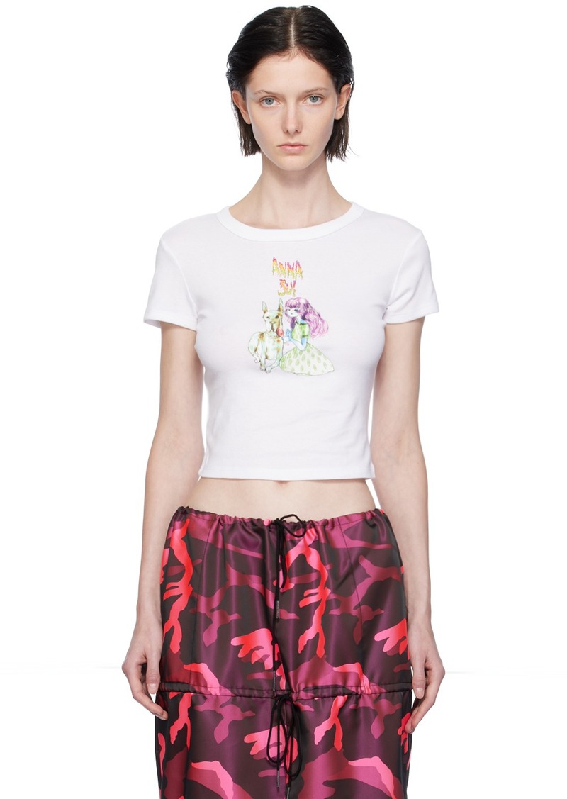 Anna Sui White Graphic T-Shirt