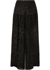 Anna Sui Woman Devoré-chiffon Wide-leg Pants Black