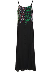 Anna Sui Woman Floral Print Crepe And Georgette Maxi Dress Black