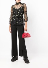 Anna Sui floral-embroidered lace blouse