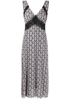 Anna Sui lace-trim floral-print midi dress