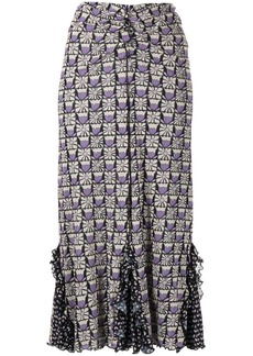 Anna Sui ruched floral-print midi skirt