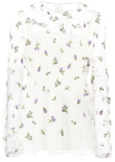 Anna Sui sheer floral-embroidered blouse